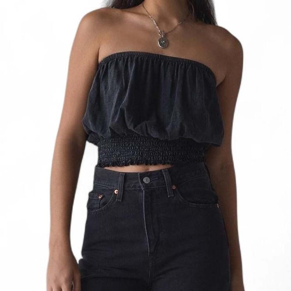 Urban Outfitters Black Strapless Smocked Tube Top